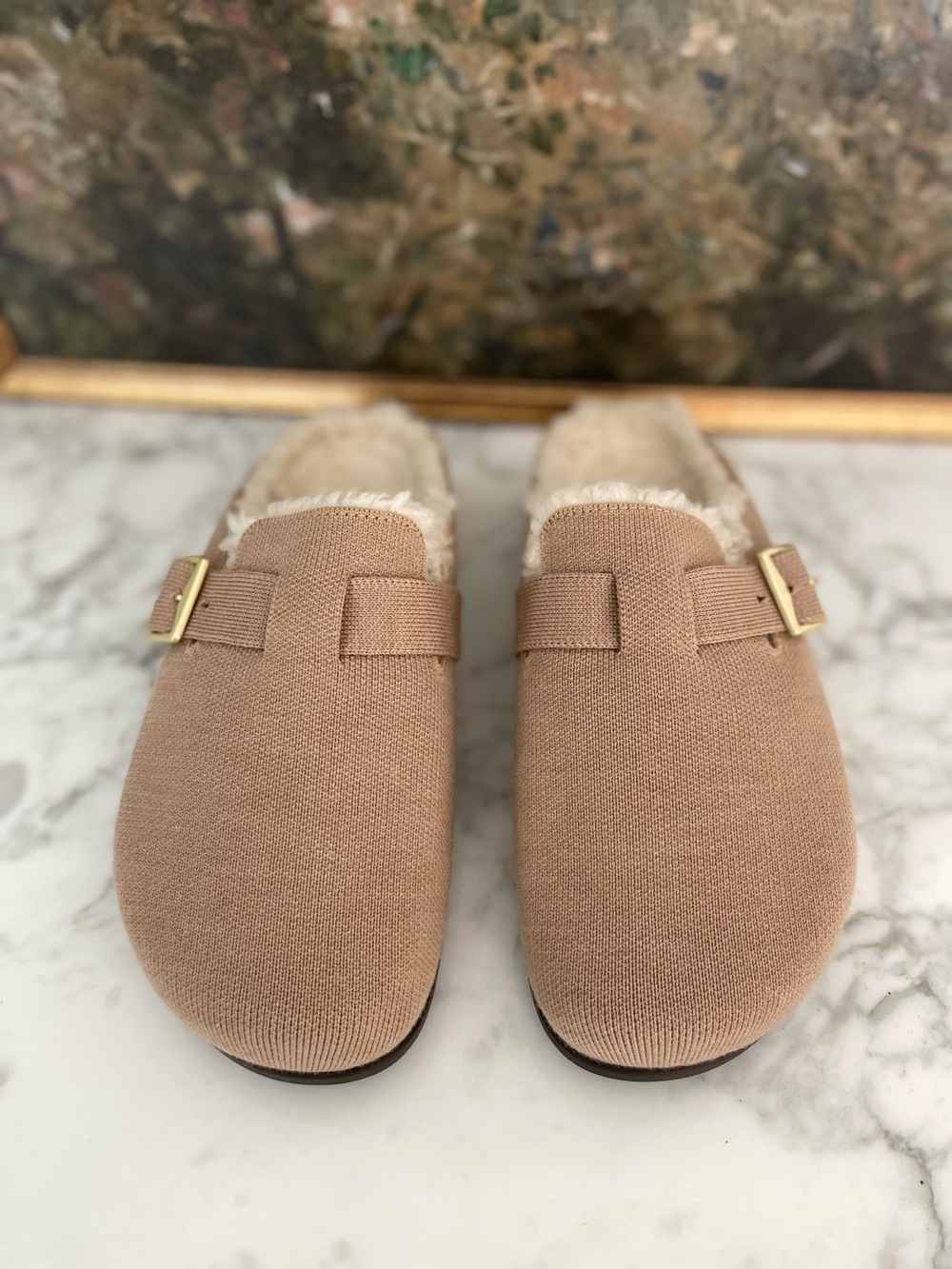 Rothy’s Cozy Buckle Clog Size 8 Lined Neutral Beige - Picture 3 of 8